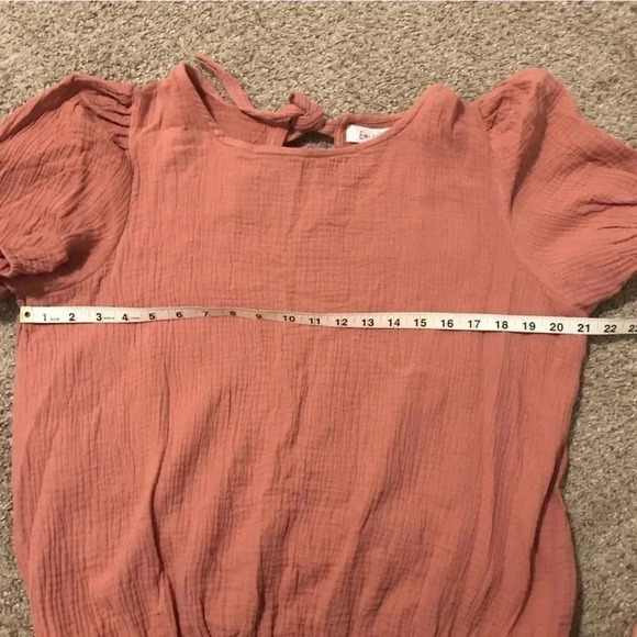 Eden & Olivia 100% Cotton Blush Pink Gauzy Top with Tie back Women's size Large - Picture 7 of 9